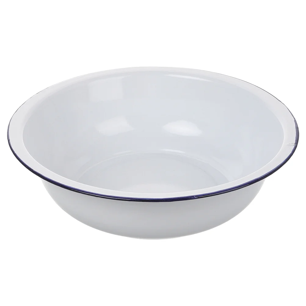 Retro Chinese Enamel Bowl Basin Pasta Noodles Bowl Enamelware Salad Dish Hot Soup Basin Instant Ramen Dish Mixing Egg Container