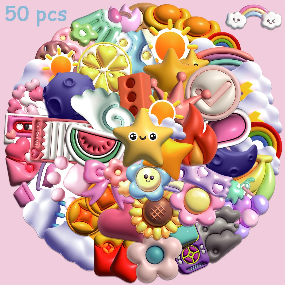 50pcs Cartoon Expanded Sticker Funny Colorful Decal For Phone Laptop Fridge Closet Guitar Skateboard DIY Sticker Holiday Gift
