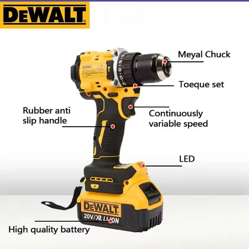 

DEWALT Lithium Battery 20V Rechargeable Brushless Compact Electric Screwdriver Hand Drill Impact Drill DCD805