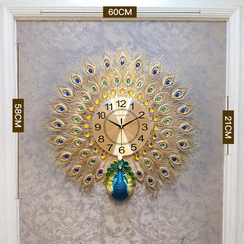 Peacock wall clock living room individual creativity fashion household watch modern simple quartz European mute