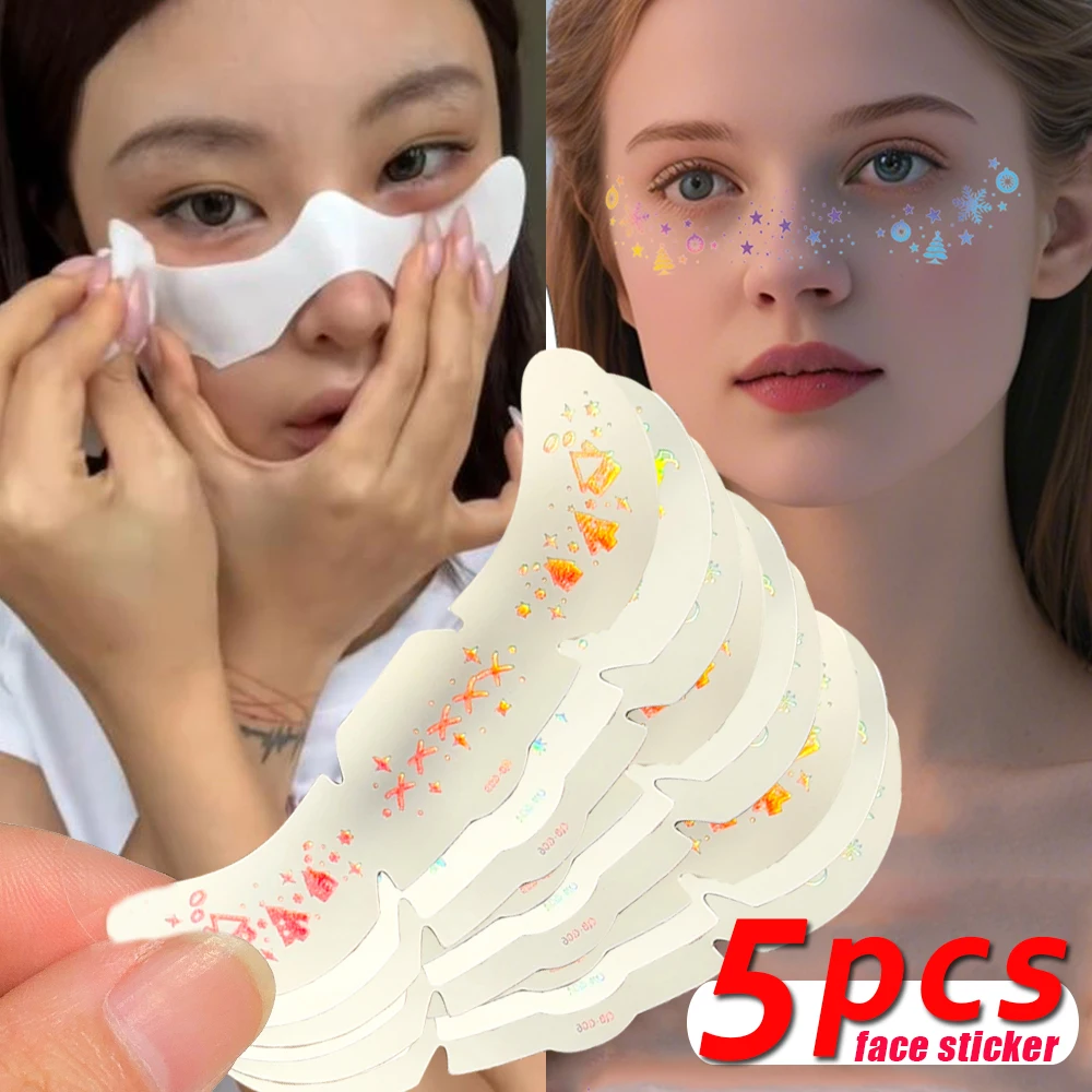 5pcs Random Color Stamping Freckles Makeup Patches Christmas Freckles Tattoo Sticker Skin-Friendly Fake Temporary Sticker Beauty