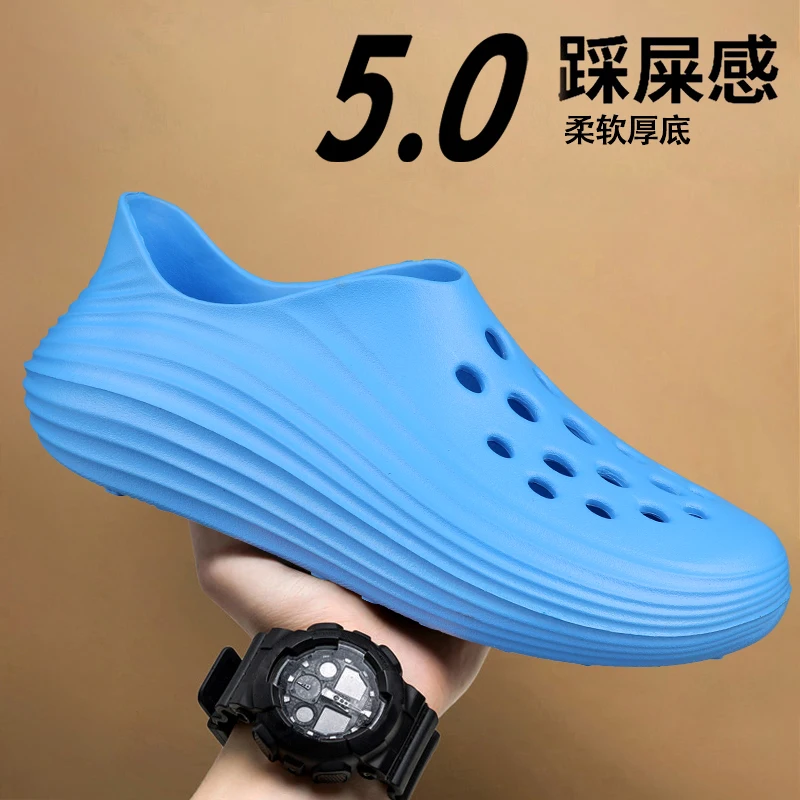 صنادل رجالية صيفية كبيرة الحجم مضادة للانزلاق ومقاومة للاهتراء للقيادة في الهواء الطلق أحذية الشاطئ الرياضية شباشب تصميم بفتحة قابلة للتنفس