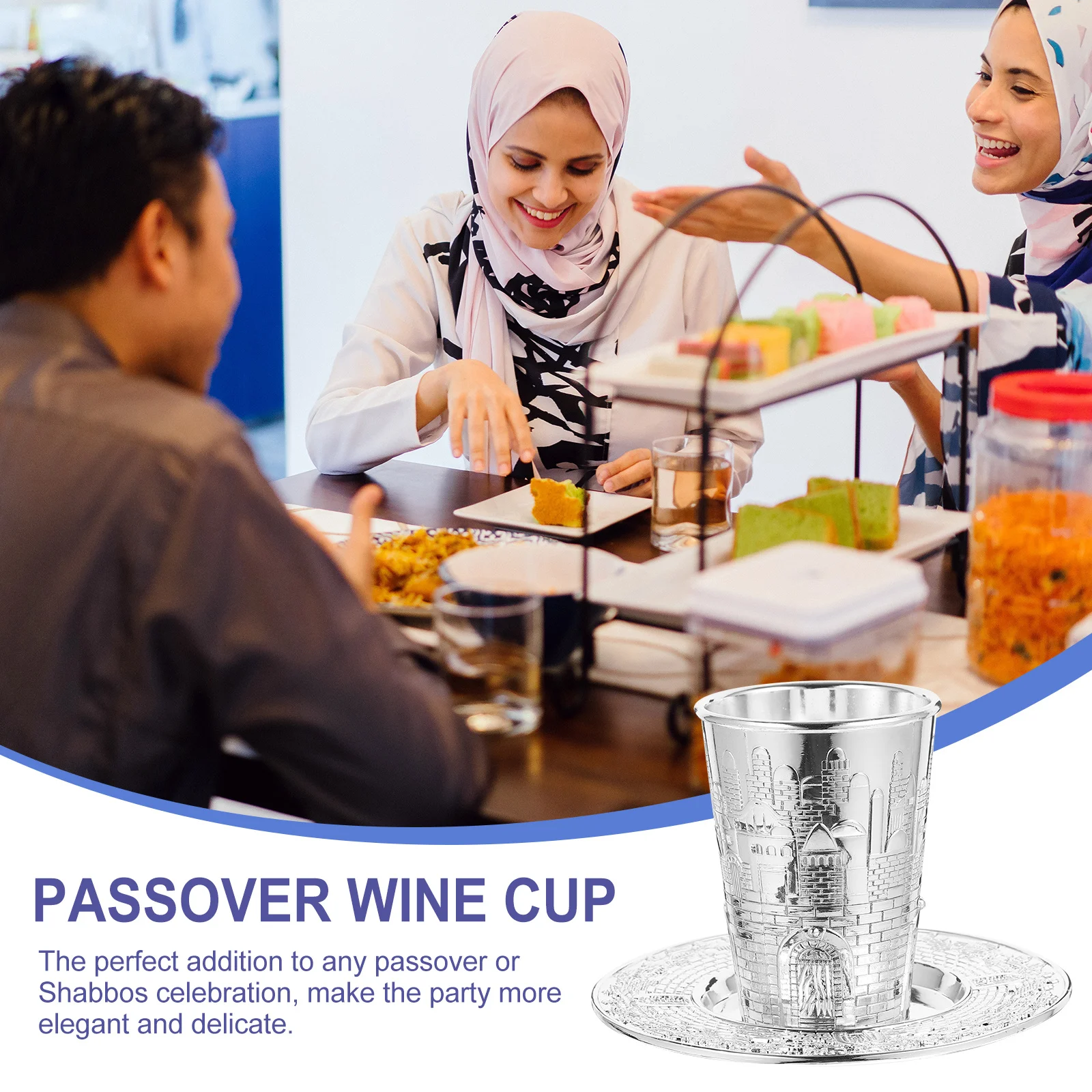 

1Set Wine Cup Set Delicate Engraved Shabbat Wine Cup for Religious Celebration Festive Dining Table Decoration Kiddush Supply