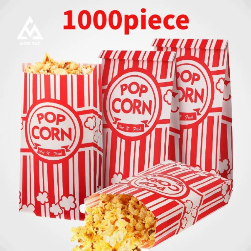 

10 00piece.Custom.Manufacturers Customized Personalize Logo Food Grade White Kraft Brown Paper Popcorn Bags Boxes Buckets