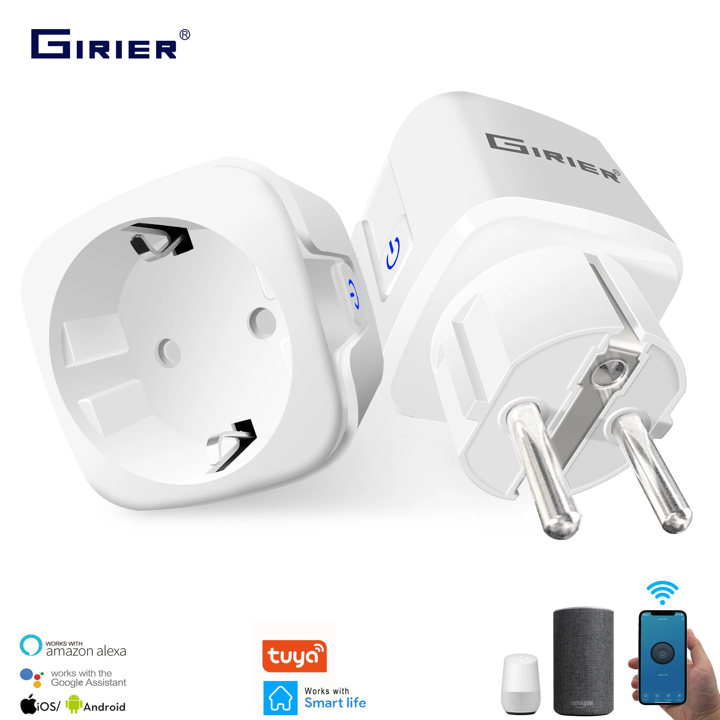 Tuya Wifi Smart Plug EU 16A met Power Monitor Functie Draadloze app Voice Afstandsbediening Socket Werkt met Alexa Google Home