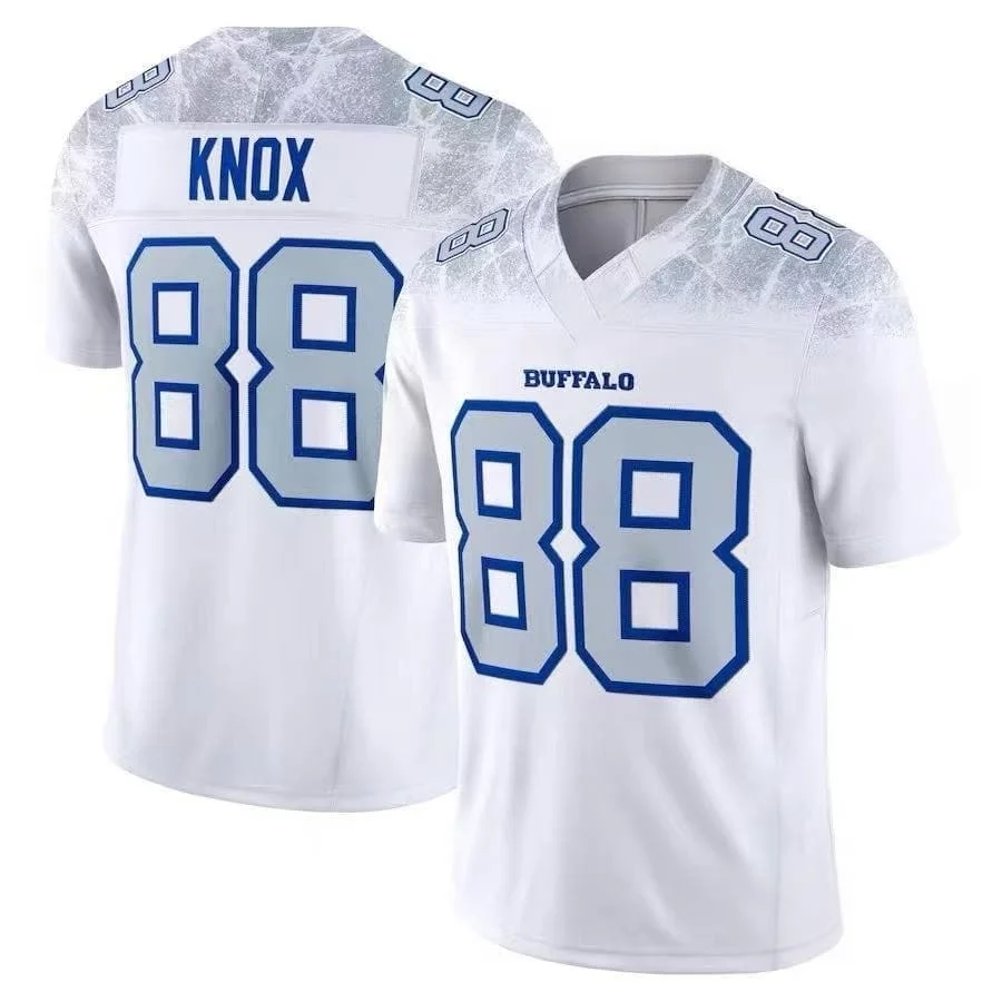 Männer Buffalo Bills # 17 Josh Allen Trikot Weiß V-Ausschnitt Name Nummer Kurzarm Sporttrikot für Fans Familienoutfit – Detail 13