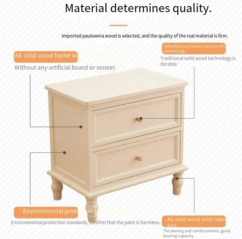 For Solid wood bedside table Small bedside table Mini storage cabinet Simple modern bedroom White locker