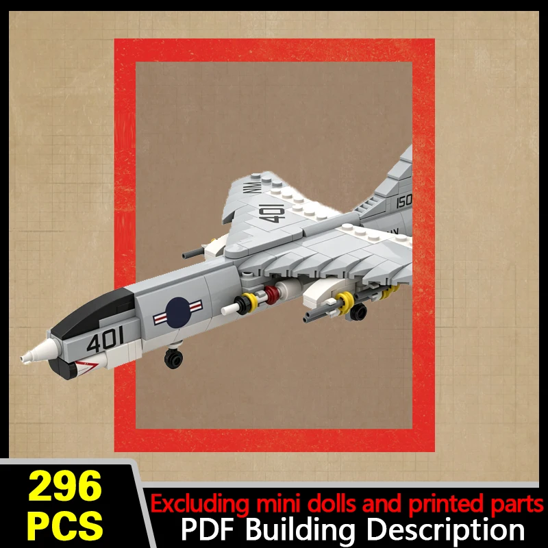 F-8E Carrier Based Air Fighter Model MOC Building Bricks War Equipment Modular Technology Gifts Holiday Assemble Toys Suit