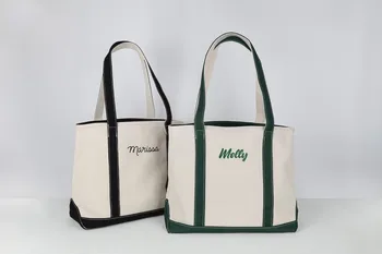 Bolsa tote bordada, sacola de lona personalizada, sacola de barco, bolsa de praia, presentes personalizados de dama de honra, presentes de festa
