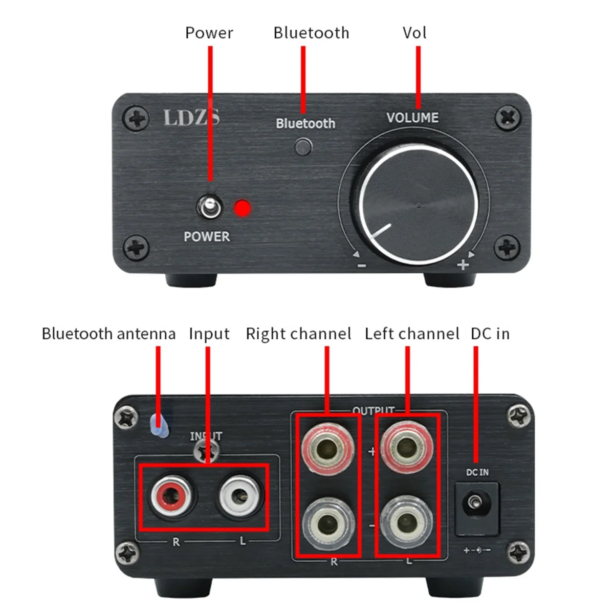 Bluetooth Power Amplifier HiFi High Power Digital Small Power Amplifier Bluetooth Power Amplifier for Home Use and Car