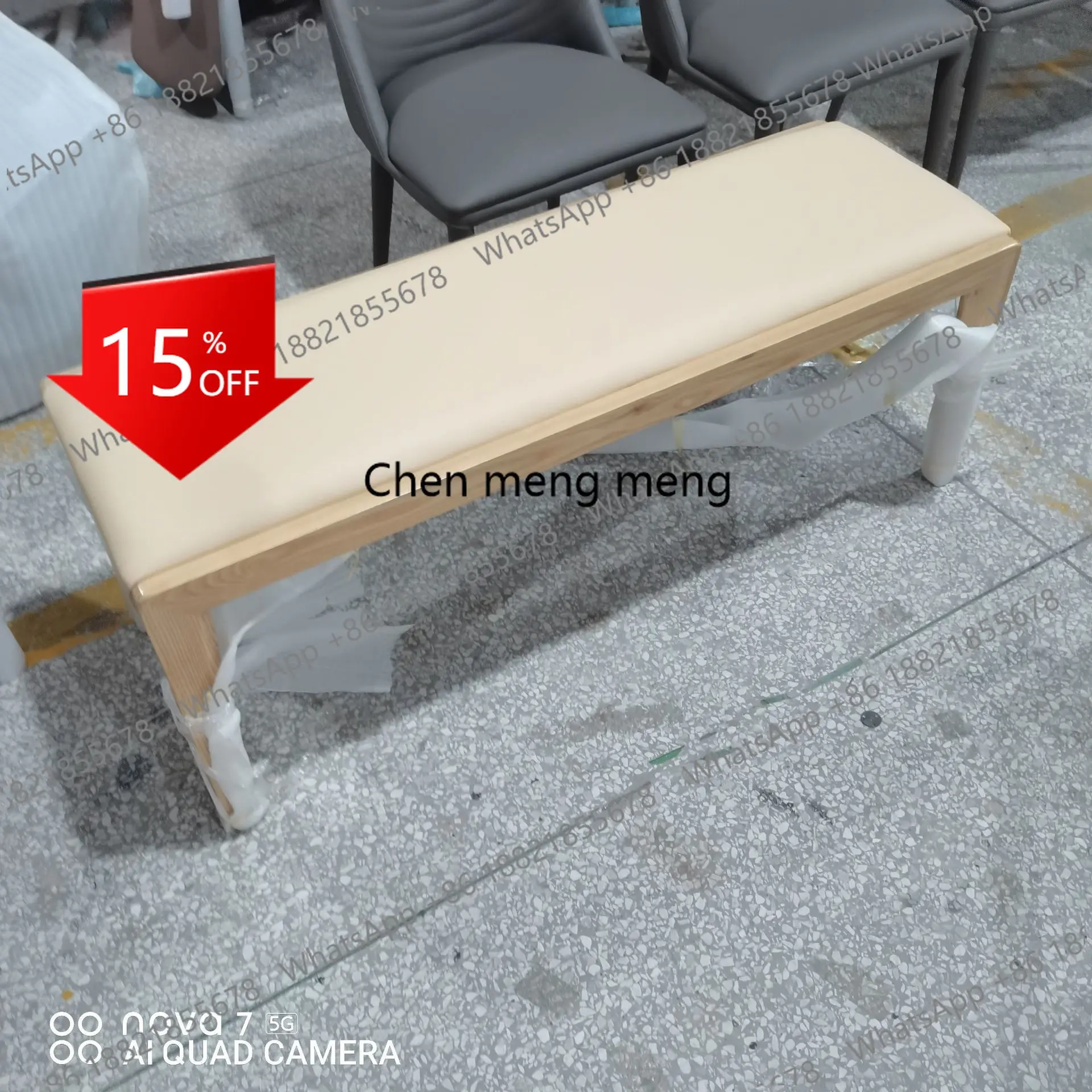

P178 Solid wood bench dining chair Nordic restaurant bench soft bag household ash wood bedroom bedside stool