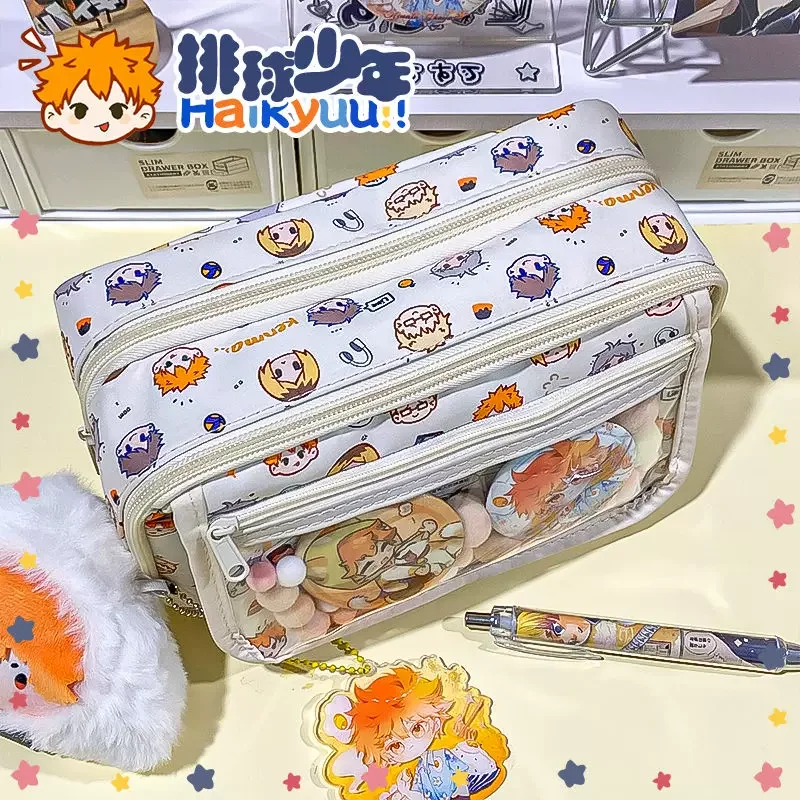 ¡Anime Haikyuu! Bolsa de bolígrafo serie japonesa Ambitus Cosplay, almacenamiento de papelería para estudiantes, lindo, exquisito, delicadeza, creatividad