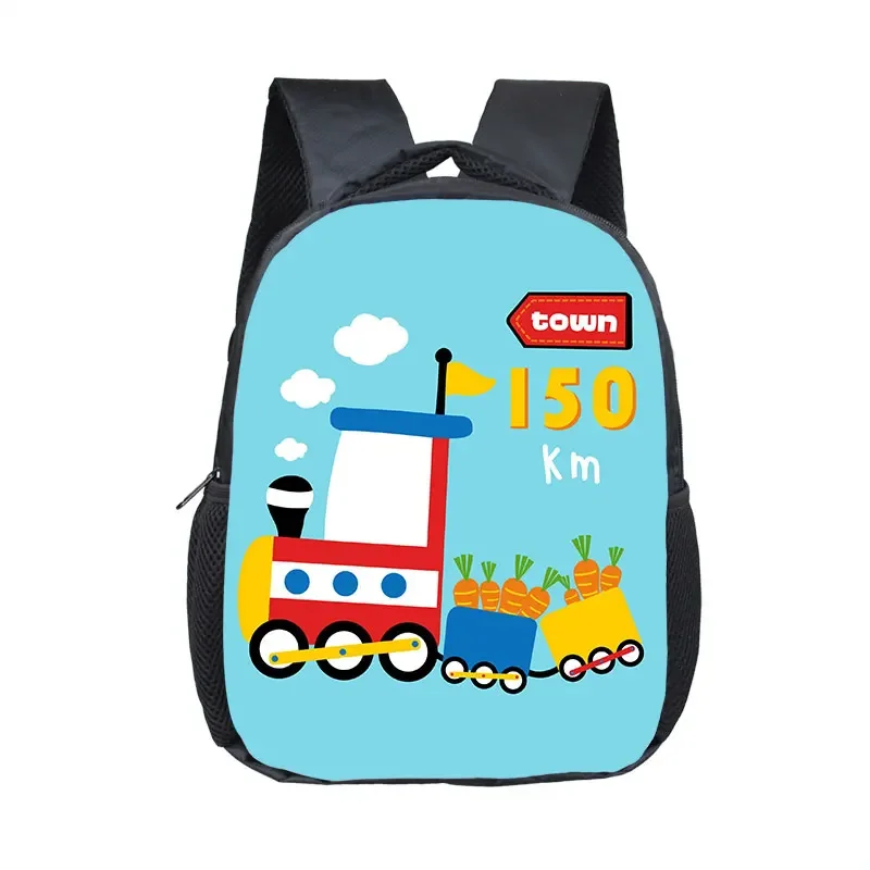 Cute Cartoon Train Locomotive Print Backpack for 2-4 Years Old High-speed Train Kids Bookbags Boy Girl Toddler School Bag Gift