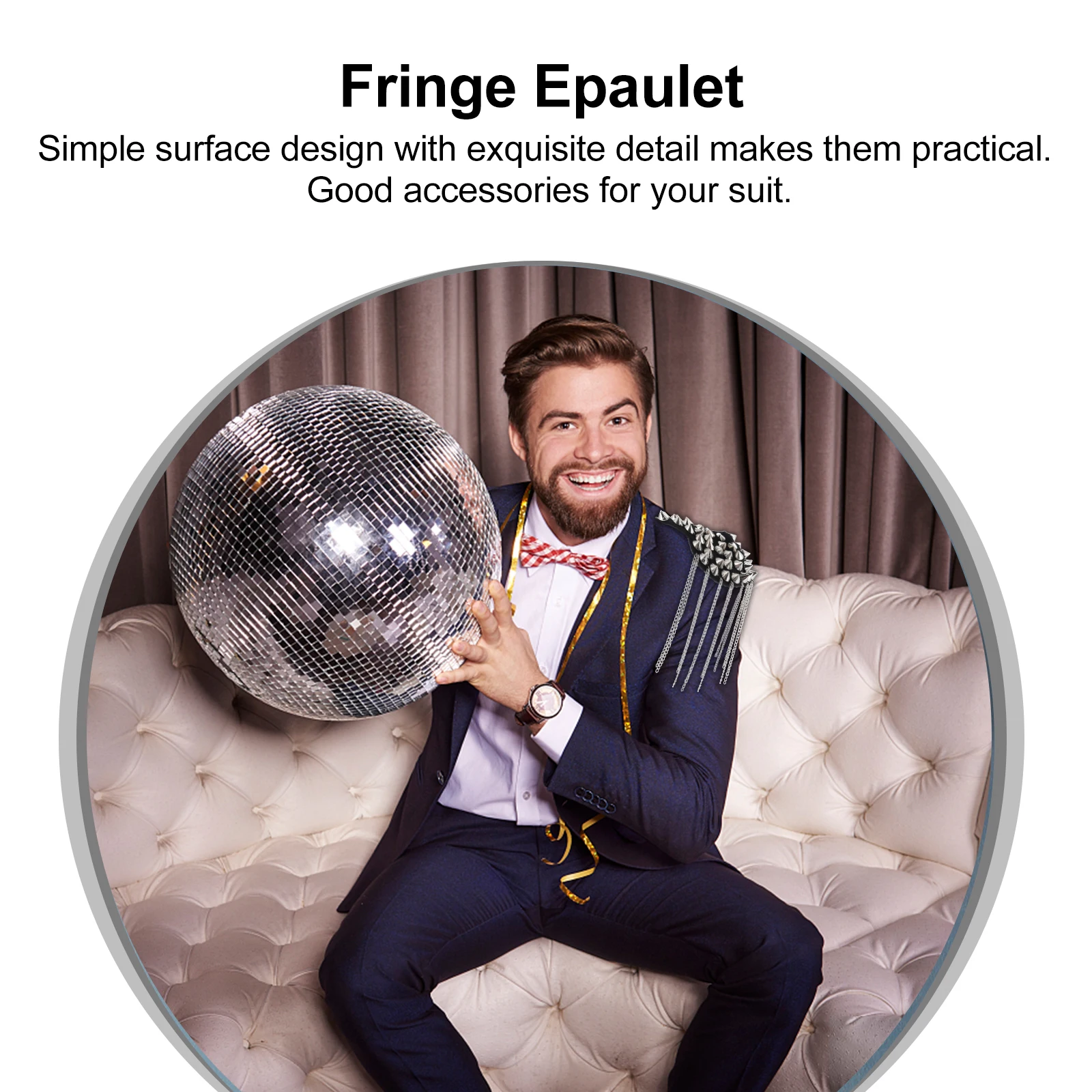 

2Pcs Chest Pin Shoulder Epaulets Premium Tassel Fringe Decorative Badge for Suit Military Costume Fancy Dress Party Accessory