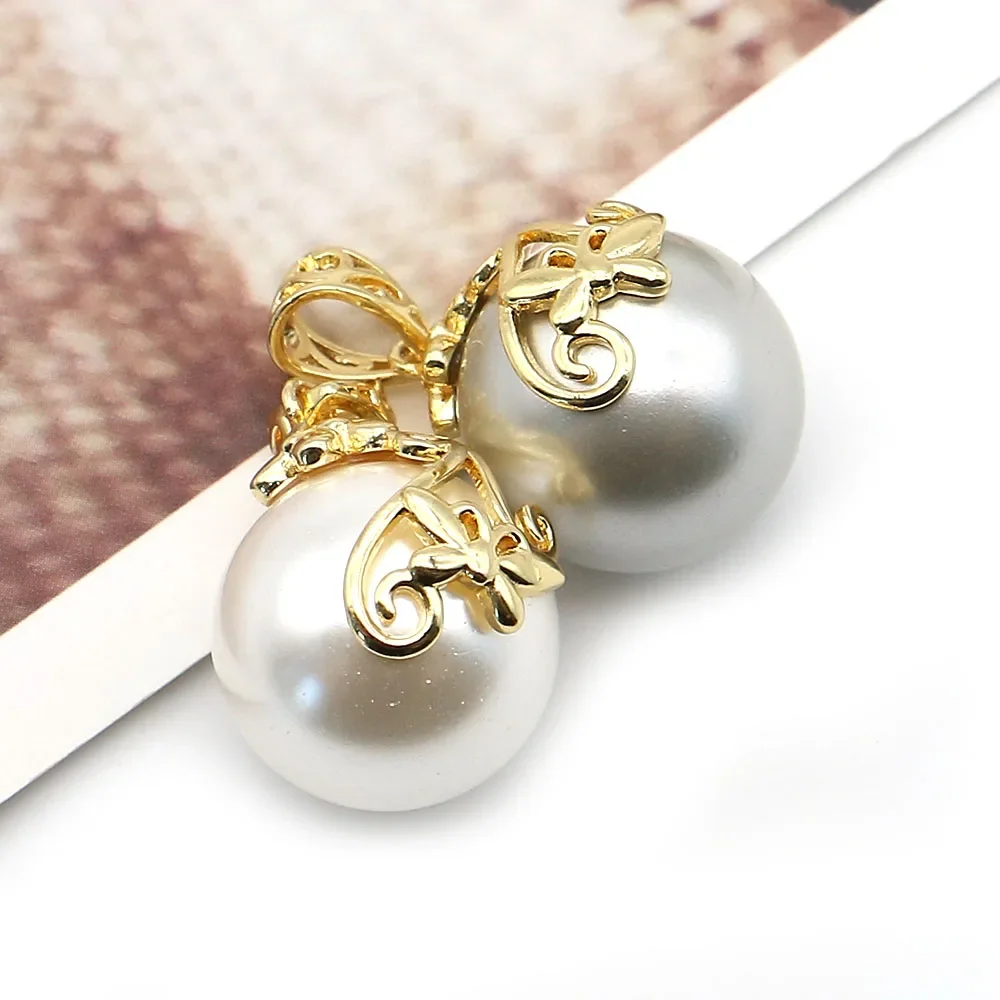 Butterfly-Shaped Edged Round Shell Pearls Fashionable Minimalist Earring Pendants Wholesale DIY Jewelry Accessories Materials