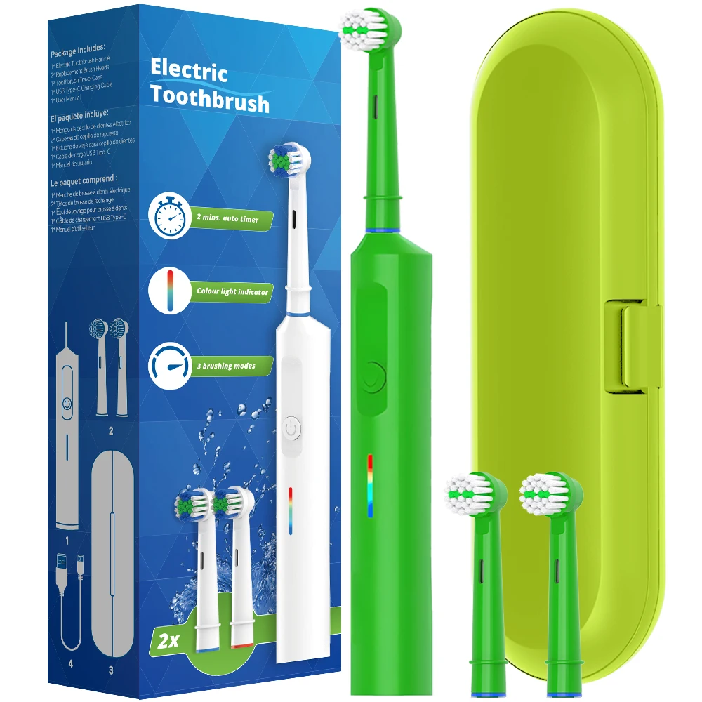 Rotating Electric Toothbrush, Intelligent Rechargeable Rotary Rotation Toothbrush Compatible with Oral B Replacement Brush Heads