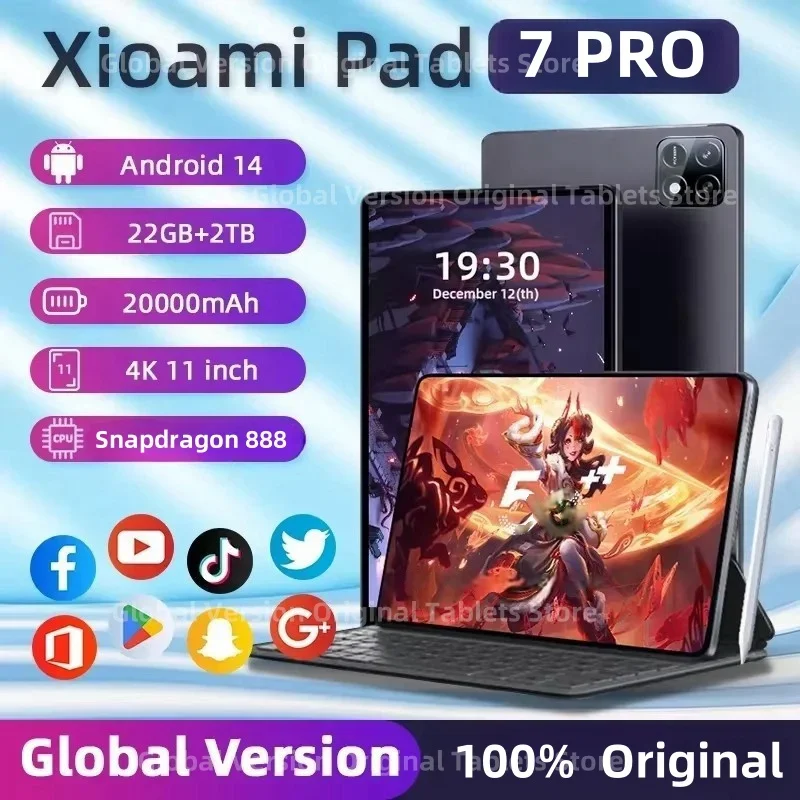 2025 Nieuwe Originele Xioami Pad 7 Pro Tablet 22Gb + 2T 11Inch Hd 4K Android 14 20000Mah 5G Dual Sim Telefoongesprek Wifi Gps Wps Tablet Pc