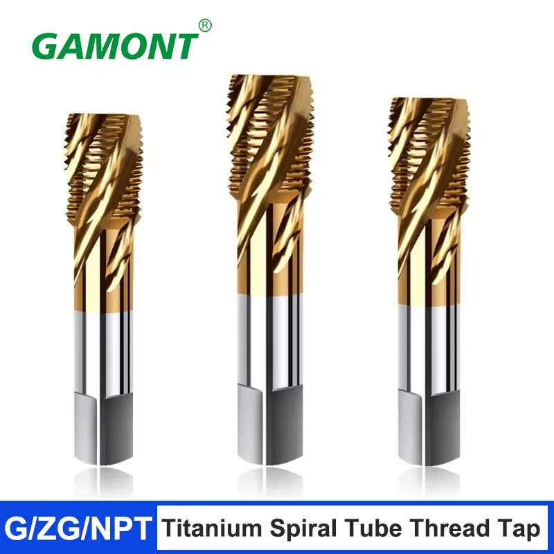 GAMONT M35 Cobalt Plated Titanium Spiral Tube Thread Tap G Zg Npt1/8 1/4 3/8 1/2 3/4 Stainless Steel Specialized Tap