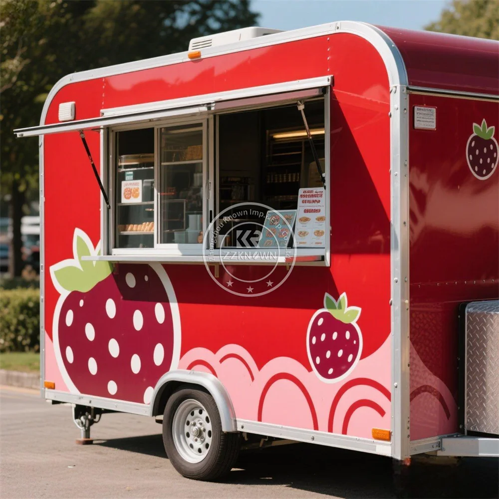 Commercial Catering Fast Food Truck Fully Equipped Ice Cream Pizza Cart Mobile Food Trailer With Full Kitchen