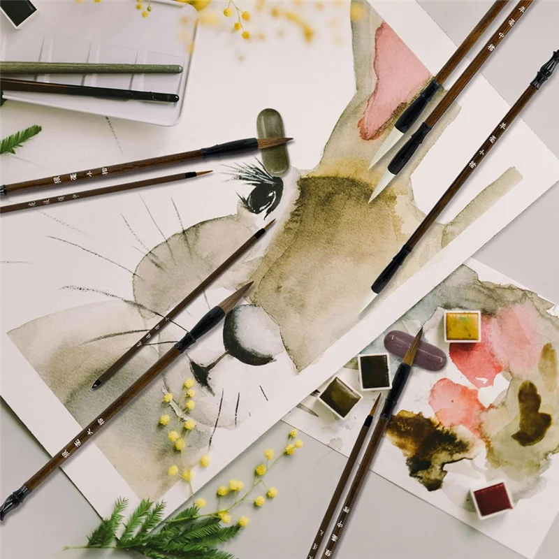 EDT-11Pcs فرش الخط اللوحة الكتابة فرش فرش مجموعة الحبر الفن كانجي اللوحة الخط فرشاة للمبتدئين