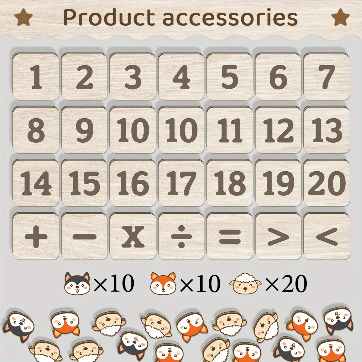 Juego de bandejas de tablero aritmético de matemáticas de madera, bloques numéricos y tablero para contar animales, juguete educativo para edades tempranas de guardería para niños pequeños
