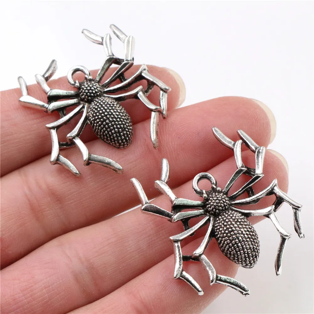 35x32mm 5pcs Antique Bronze and Antique Silver Plated Spider Handmade Charms Pendant:DIY for bracelet necklace