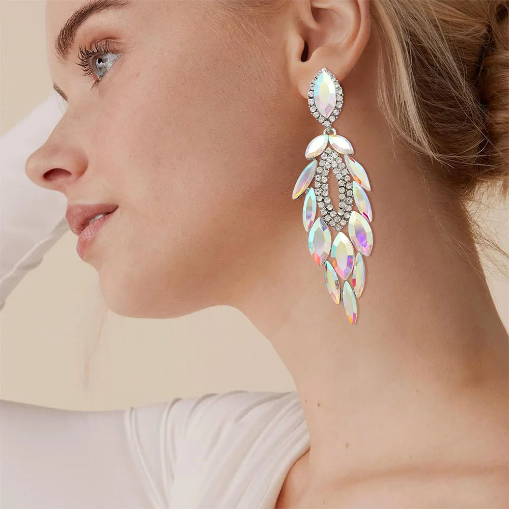 

New Luxury Exaggerated and Atmospheric women's Rhinestones Earrings Fashion Crystal Korean Earrings Anniversary Gift Jewelry