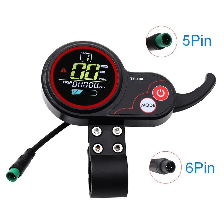 Electric Scooter Instrument Display Panel 36V 48V TF‑100 With USB Charging 5/6 Pin Communication Speedometer KUGOO M4 Controller