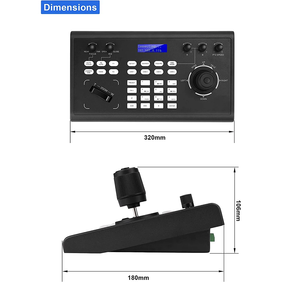 Display Lcd 4D Visca Ip Joystick controller per tastiera ptz controller per fotocamera ptz digitale trasmissione in diretta Controller joystick ptz