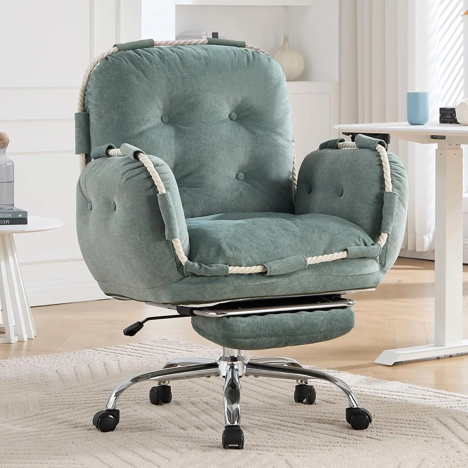 Comfortable Criss Cross Office Chair with Foot Rest Flip Armrests for Pets and Cross Legged Office Chair for Women, Customized