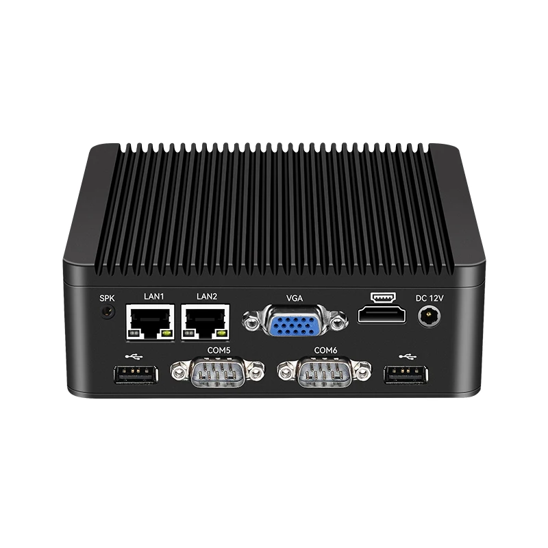 كمبيوتر صغير بدون مروحة من XCY طراز Intel Celeron J4125 2x LAN 6x COM HDMI VGA واي فاي 4G LTE ويندوز 10/11 لينكس كمبيوتر مكتبي صناعي