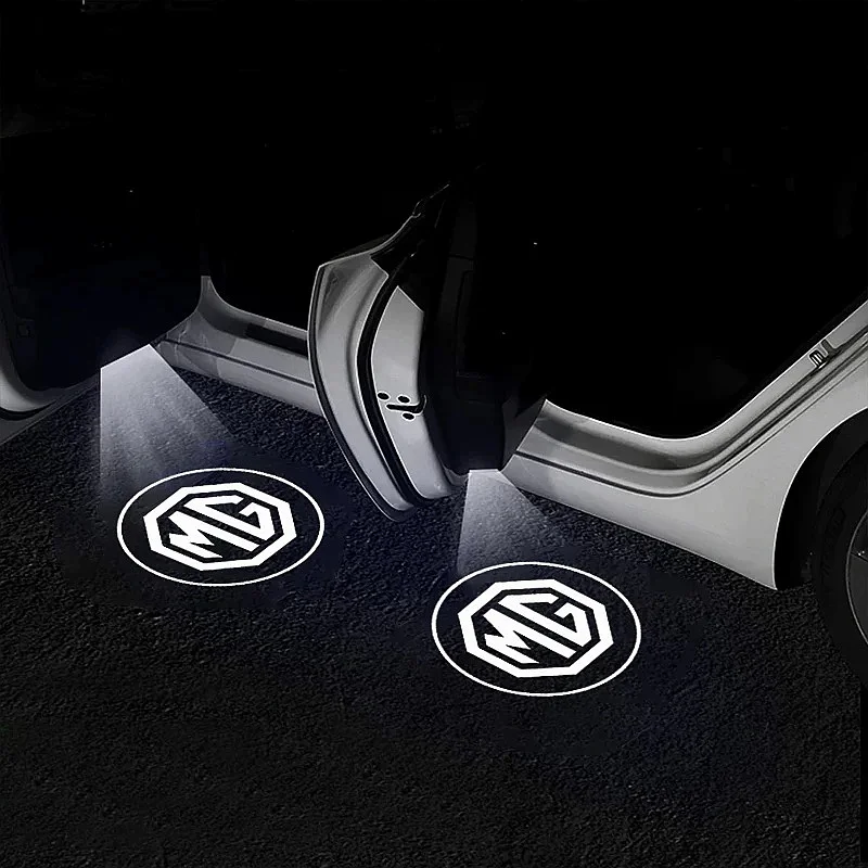 2Pcs MG Logo Laser Projection Welcome Lights For MG Cyberster ZS EV MG4 EV HS, HD LED Door Courtesy Shadow Lamp Car Decor Part