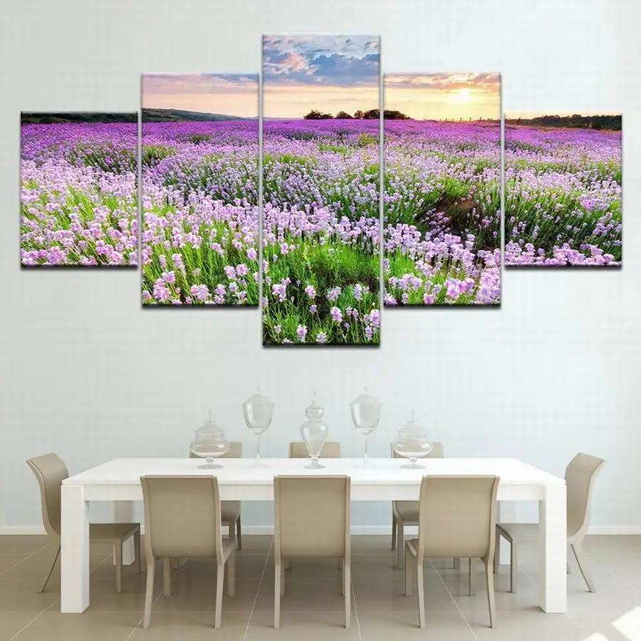 

Diy Diamond Painting 5 Piece Lavender Flower Sea Full Square Round Drill Mosaic Embroidery Romantic Scenery Wall Decor AA5278