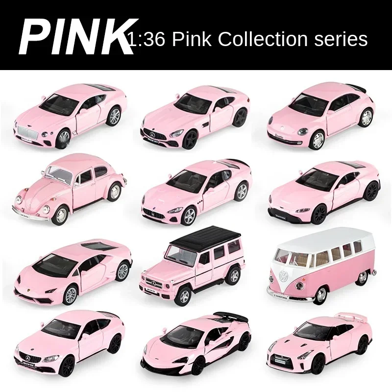 1:36 Pink Benz Diecast Alloy Model Car Children Lighting and Music Simulation Car Collection Model Presents A Girl Toy Gift