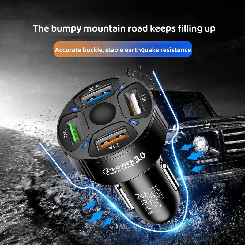 65W Car Quick Charge 3.0 Car Charger Cigarette Lighter Adapter For Xiaomi 13 iPhone Samsung USB Fast Charge Socket Power Outlet