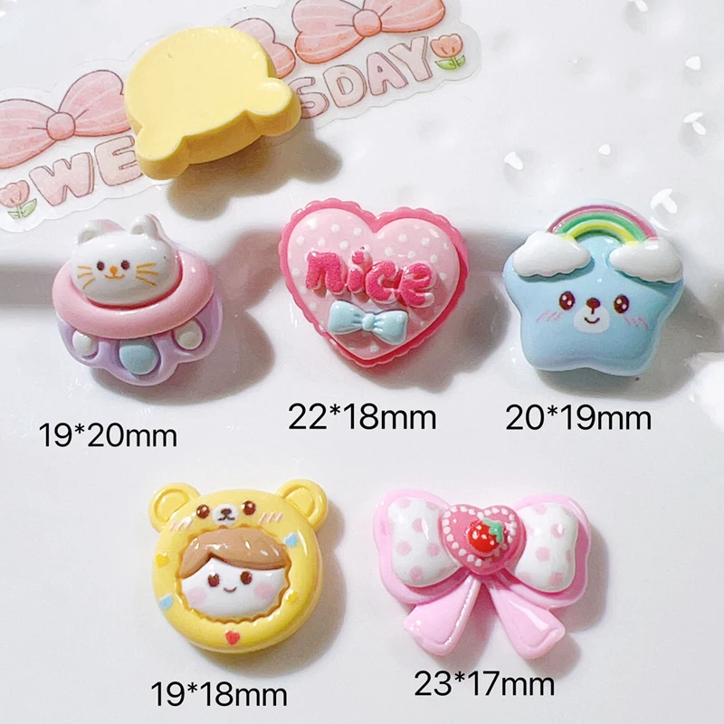 10 Pcs New Cute Mini Kawaii Cartoon Butterfly Junction, Cake, Spaceship Resin Diy Fashion Jewellery Hairpin Decorate Accessories