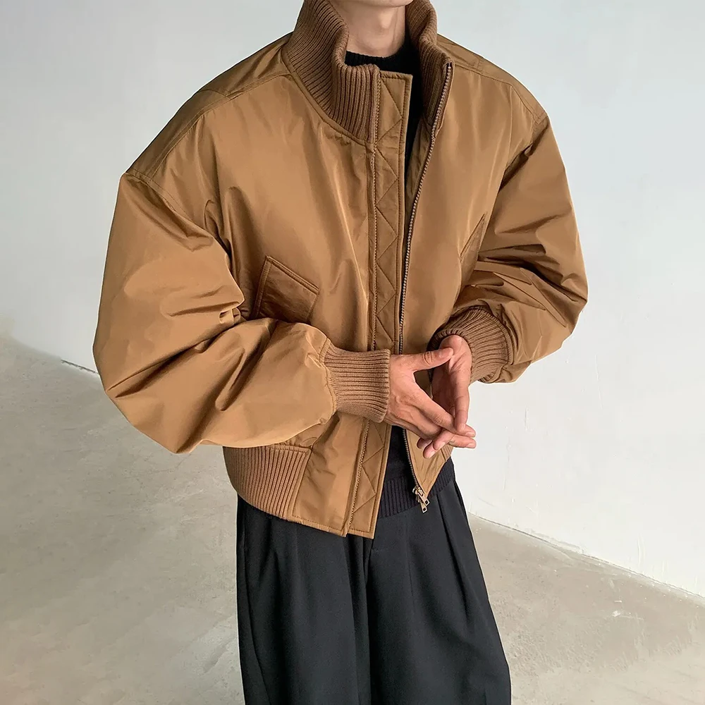

American High Street Y2k Flight Jacket Men 2025 Spring Autumn Fashion Handsome Stand Collar Short Casual Thick Cotton Coat Men