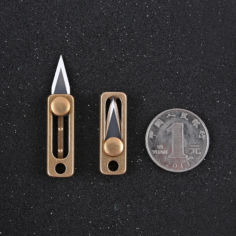 

Portable Mini Brass Paper Cutting Knife Sharp Pocket Retractable Keychain Pendant Tools Outdoor EDC Survival Multifunction Tools