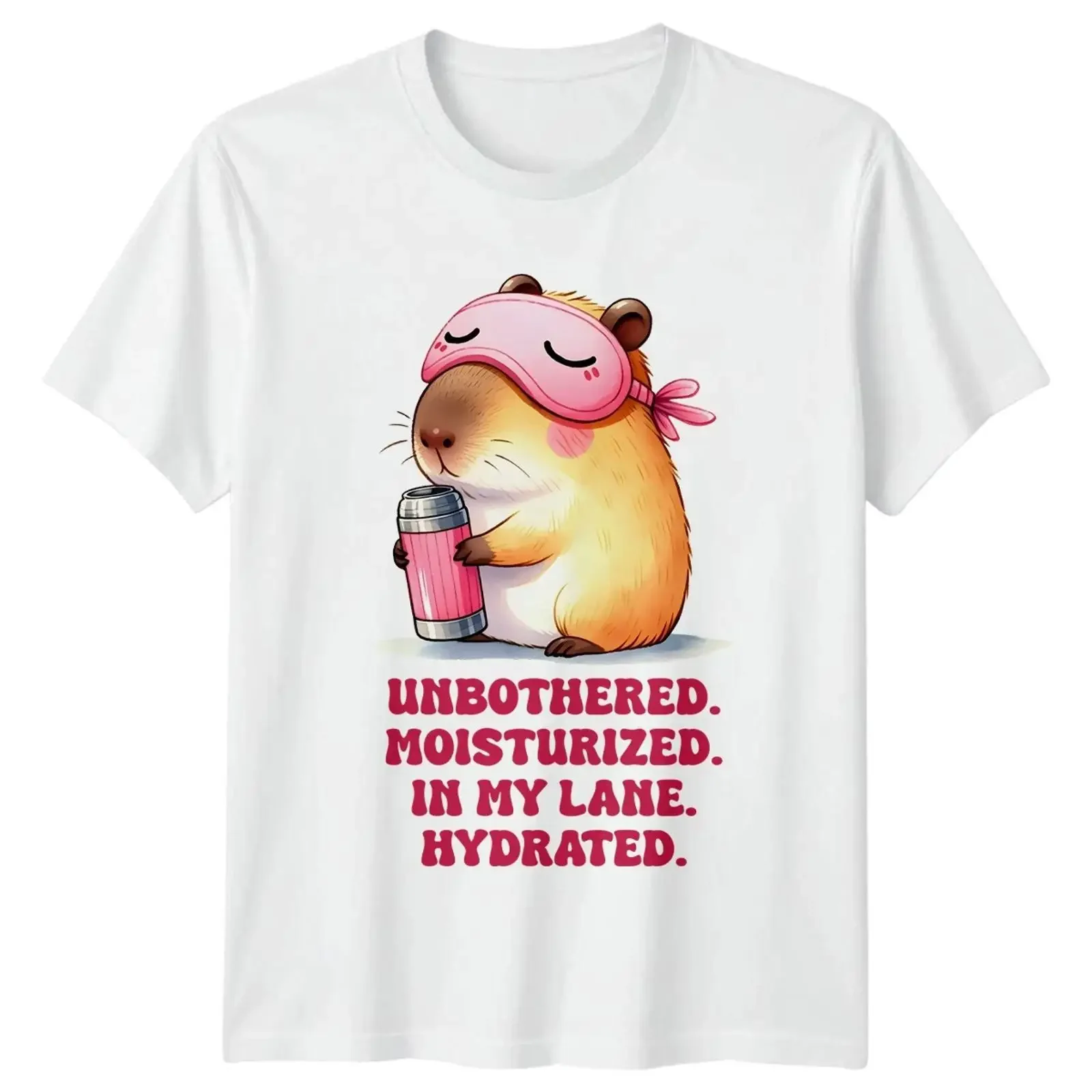Unbothered Moisturised In My Lane Hydrated T Shirt Capybara Animal Lover And Her vintage Washed Breathable fashion homme