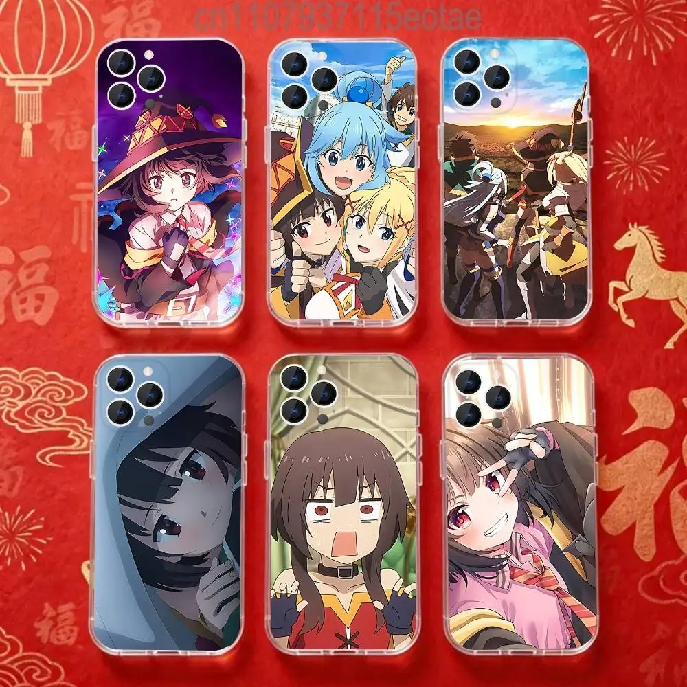 

Megumin Anime K-KonoSubaS Phone Case for iPhone 16 15 14 13 12 11 17 Plus Pro Max X XR XS Max Soft Clear Tpu