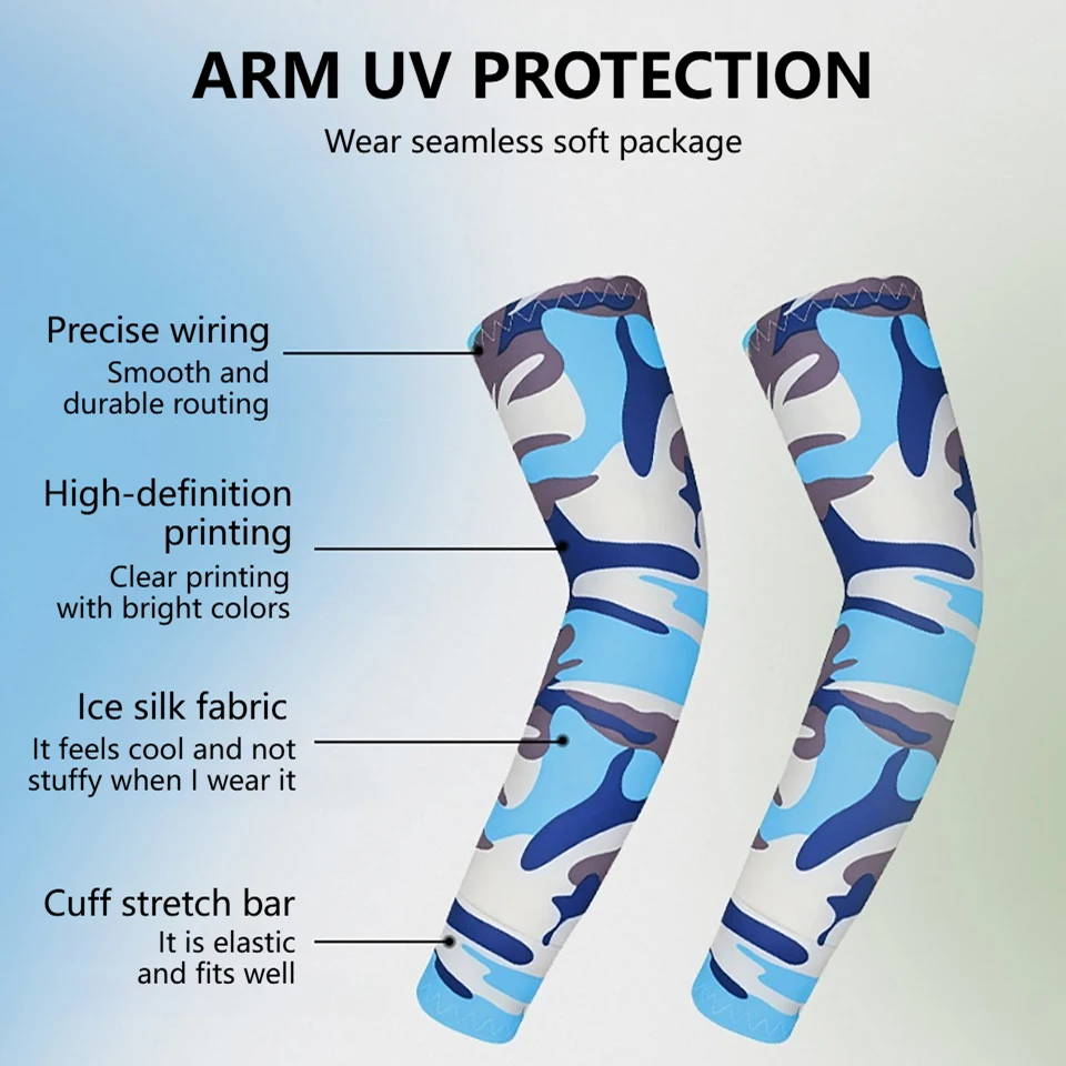 GOBYGO 1Pair Children's Sunscreen Arm Covers UPF50+ Breathable High-elasticity Ice Sleeves Thin Quick-dry Ice Silk Sleeve Covers