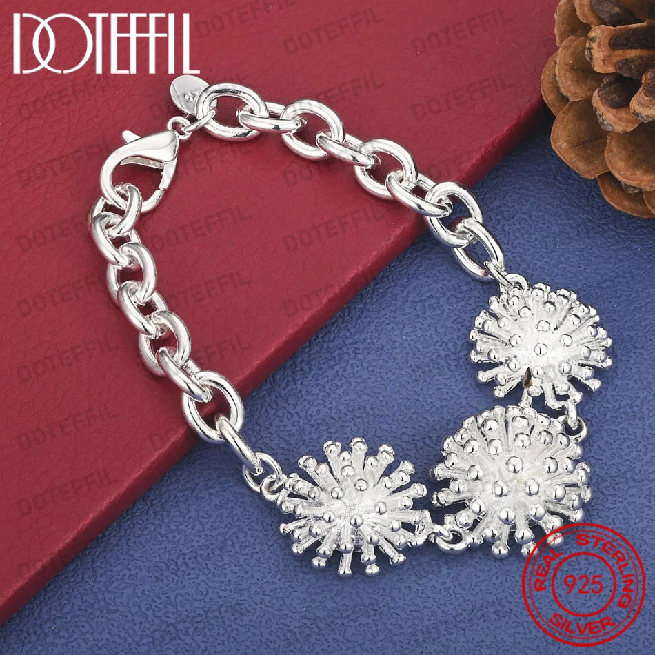 

DOTEFFIL 925 Sterling Silver Coral Flame Handmade Bracelet Fashion Jewelry Women Accessory