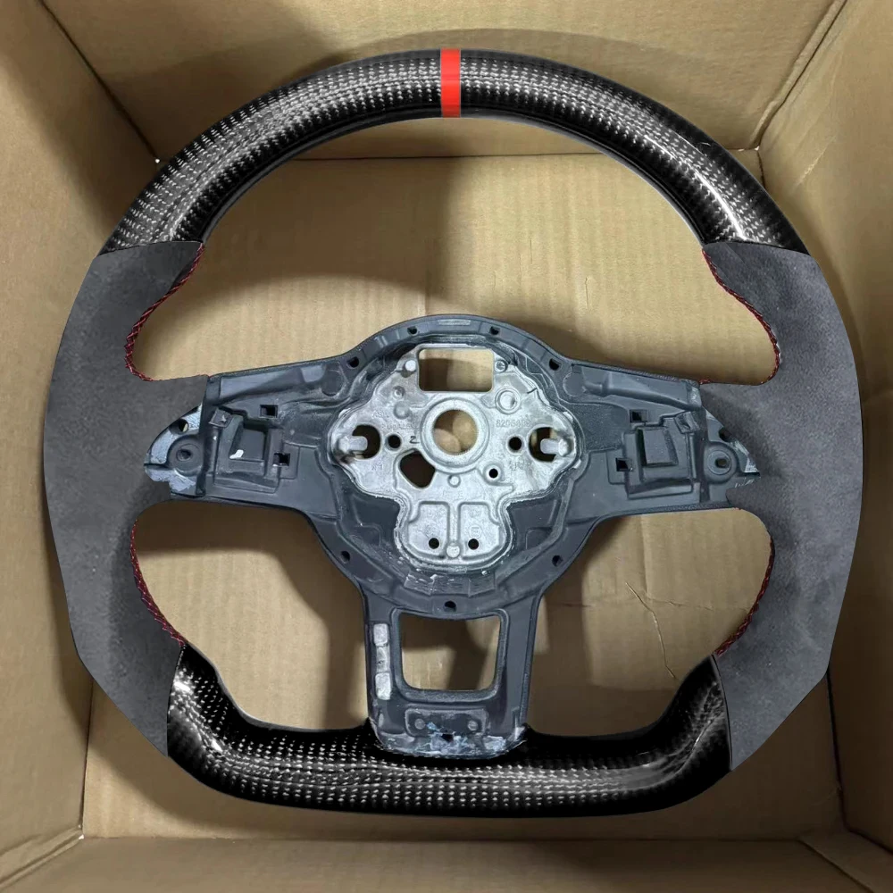 

Для VW MK7 MK7.5 GTI R Polo 2013-20 Алькантара кожа углеродное волокно с красной задней этикеткой в сборе аксессуары