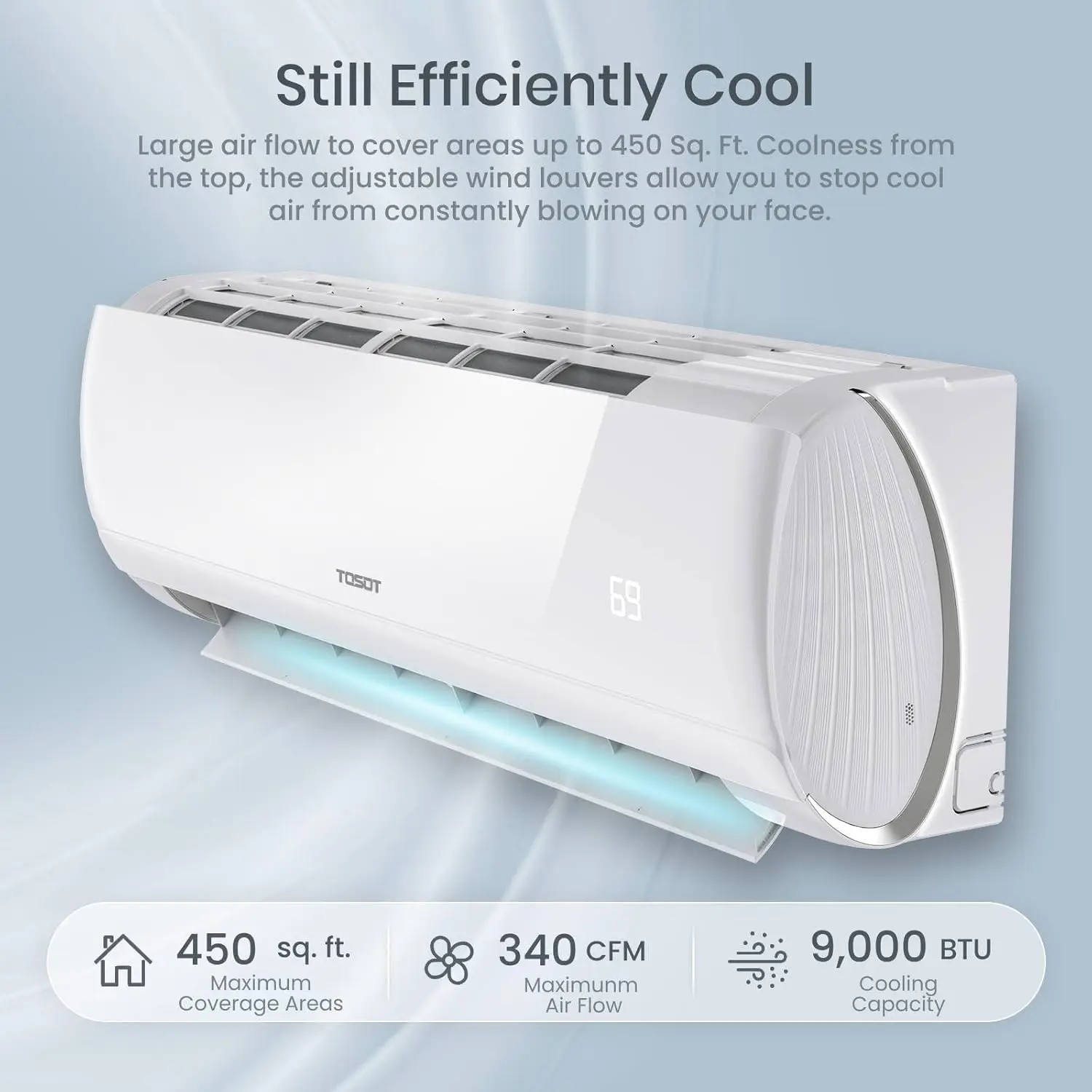 Mini-Split Air Conditioner, Wifi Enabled Ductless Inverter Split System AC Unit Heating System, Compatible