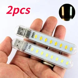 2PC 8 LED Mini Portable USB Lamp DC 5V Camping USB Lighting for PC Laptop Mobile Power Bank Gadget