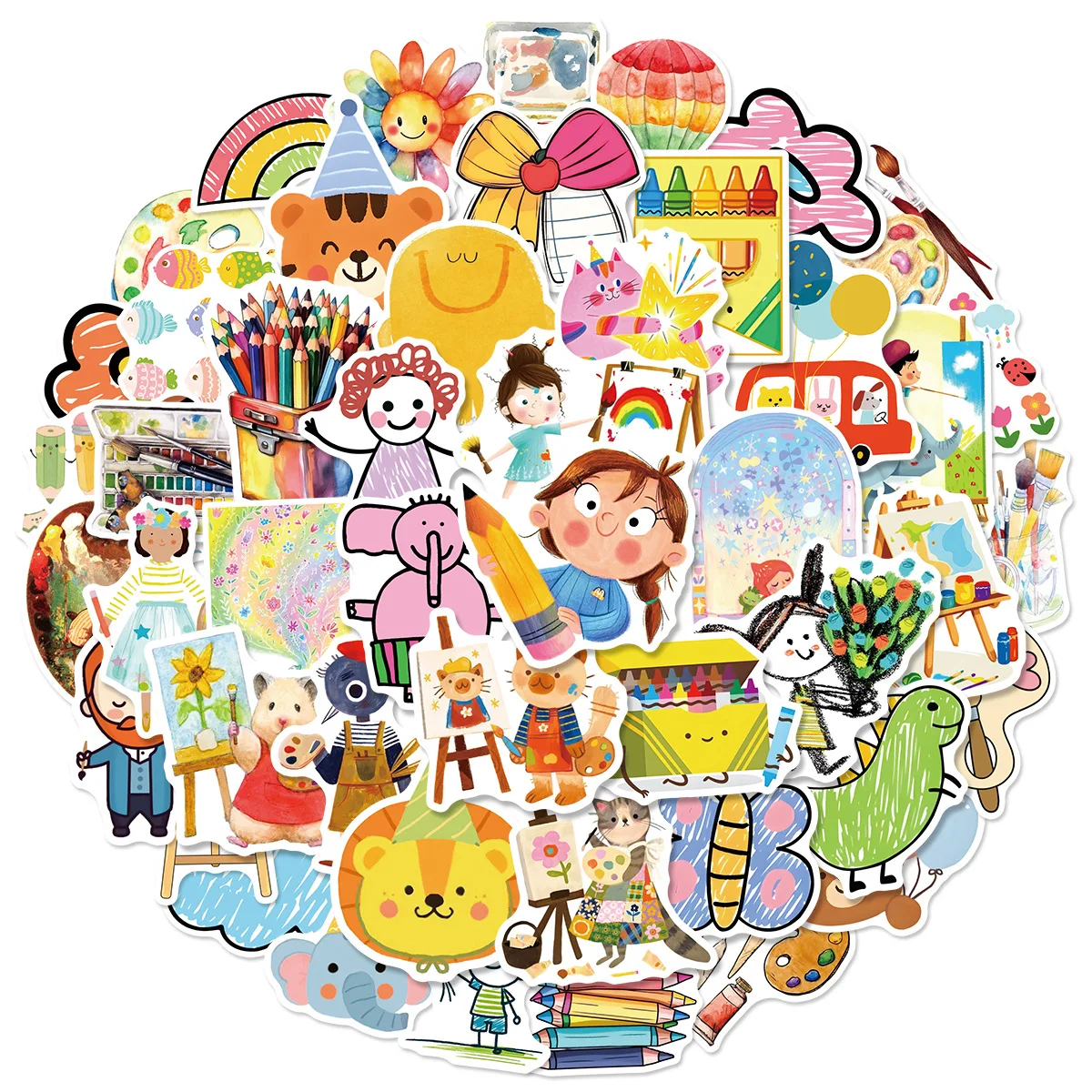50PCS Cartoon Cute Drawing Graffiti Stickers Water Cup Desk Decoration Notebook Waterproof Stickers
