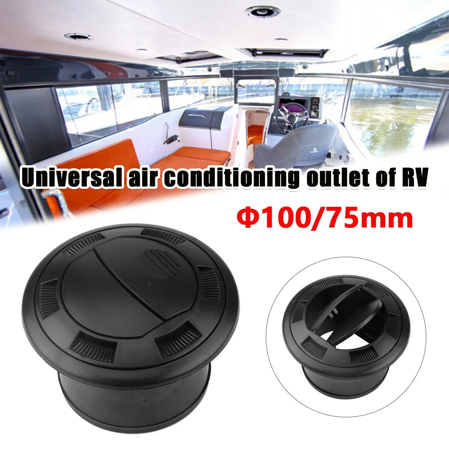 

Black Closeable Rotatable 75mm Air Vent Car Dashboard Air Outlet Car Air Conditioner Outlet For Webasto Eberspacher Heater