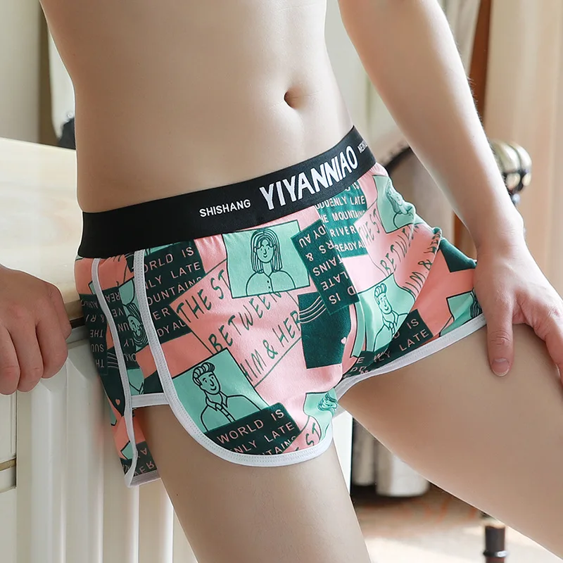 Men‘s loose breathable boxer briefs  Youth print  comfortable large size Arrow pants  boys trendy personality shorts