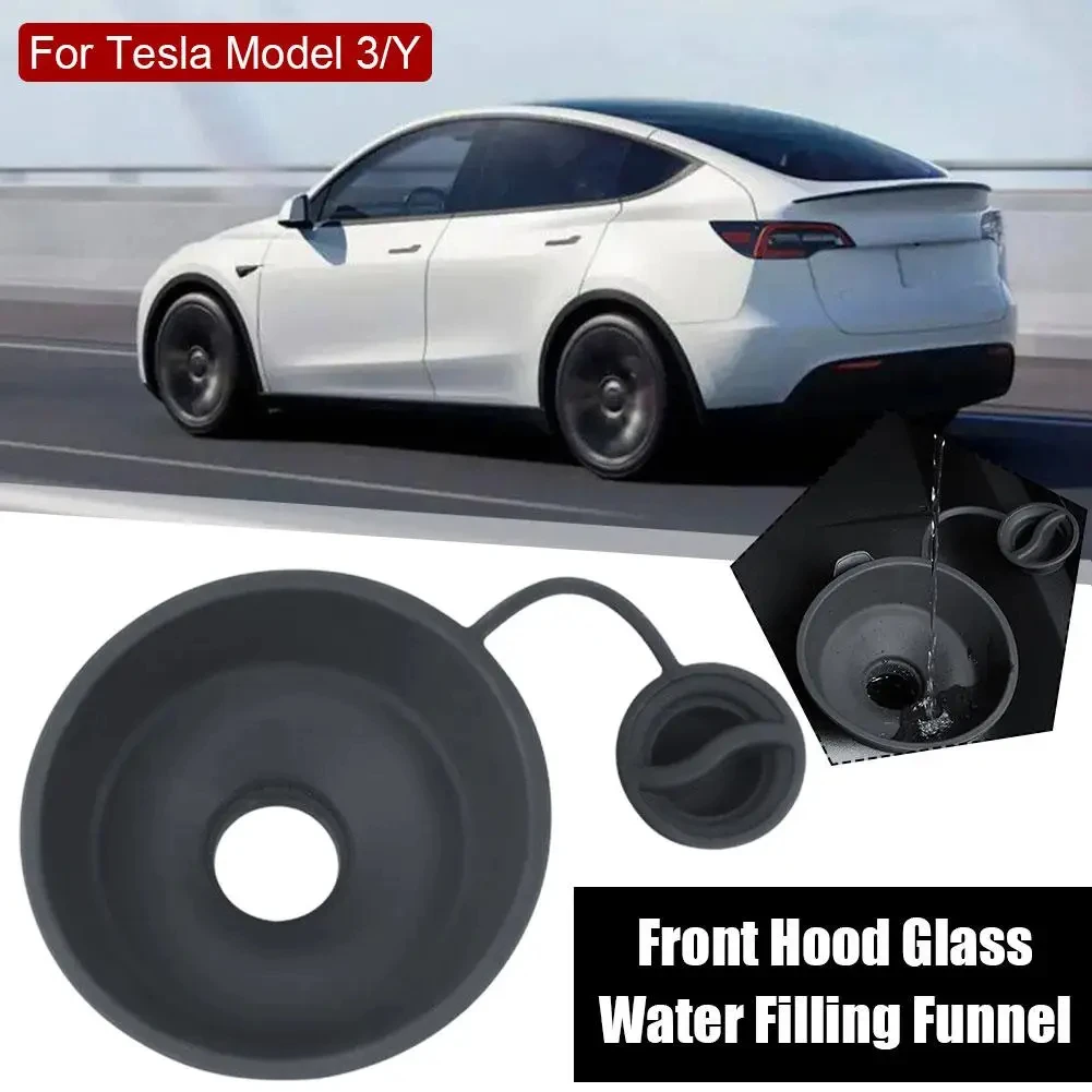 For Tesla Model 3 Y Car Windshield Wiper Arm Hole Protective Cover Water Fluid Lid Cap Inlet Bottle Reservoir Tank Funnel