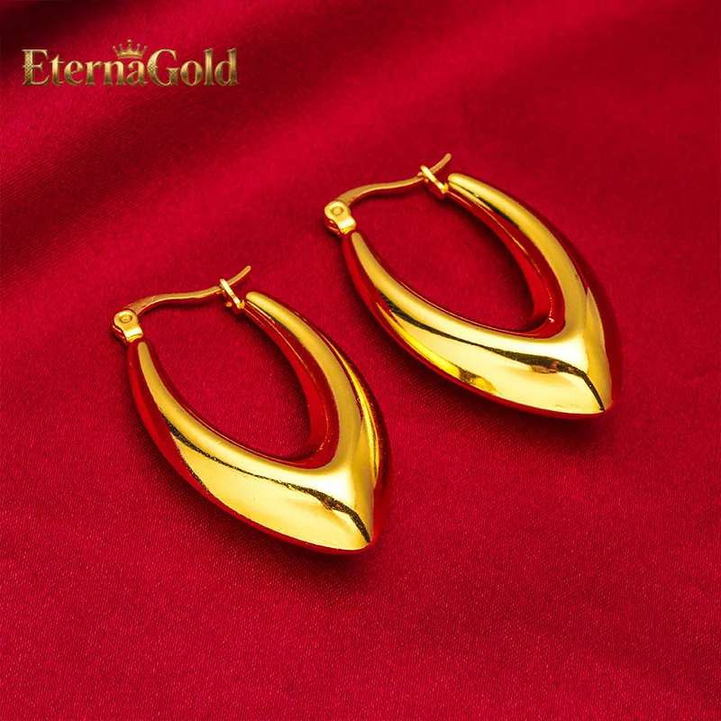 

EternaGold 24K gold diamond earrings AU999 full gold, dazzling light, daily wear shows modern elegance